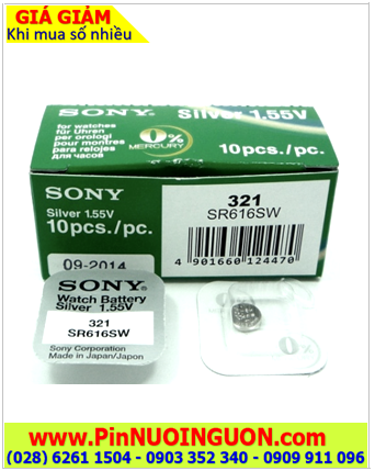 Sony SR616SW _Pin 321; Pin đồng hồ 1.55v Silver Oxide Sony SR616SW _Pin 321 (Loại vỉ 1viên)